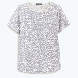 Pink Clover | Mara Crew Neck Knit Top | XS | Grey | Leopard Print